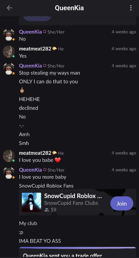 proof that they were in a relationship / he states his age on his profile “I’m level 16.” (Colloquial term for age in younger circles)